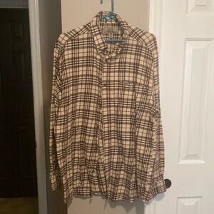 Men's Plaid Shirt - Red and Cream